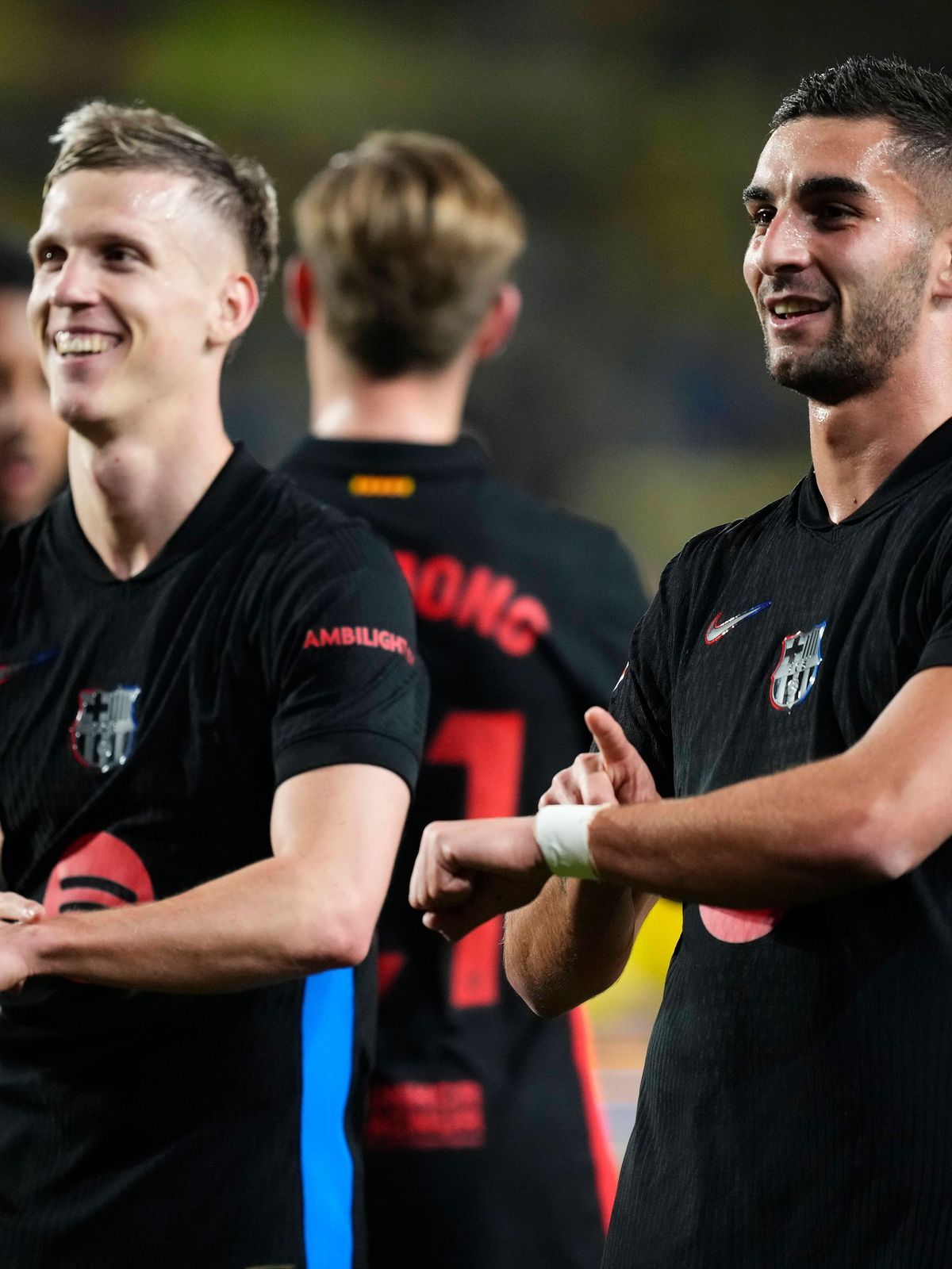 UD Las Palmas v FC Barcelona, Barca - La Liga EA Sports Ferran Torres left winger of Barcelona and Spain celebrates with Dani Olmo after scoring his sides first goal during the LaLiga match between...