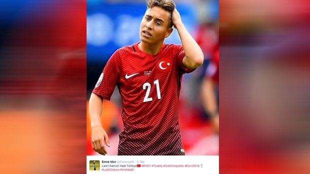 
                <strong>Emre Mor</strong><br>
                Emre Mor wird zukünftig für Borussia Dortmund auflaufen. Doch das türkische Supertalent hat noch eine Mission: Er möchte die letzte Chance nutzen, die für die Türkei besteht. Mit einem Sieg gegen Tschechien (ab 20:15 Uhr live in SAT.1 und auf ran.de) besteht noch die kleine Möglichkeit, sich als Gruppendritter für die K.o.-Runde zu qualifizieren. Mor hofft, dass Trainer Fatih Terim ihn wieder einsetzt.
              