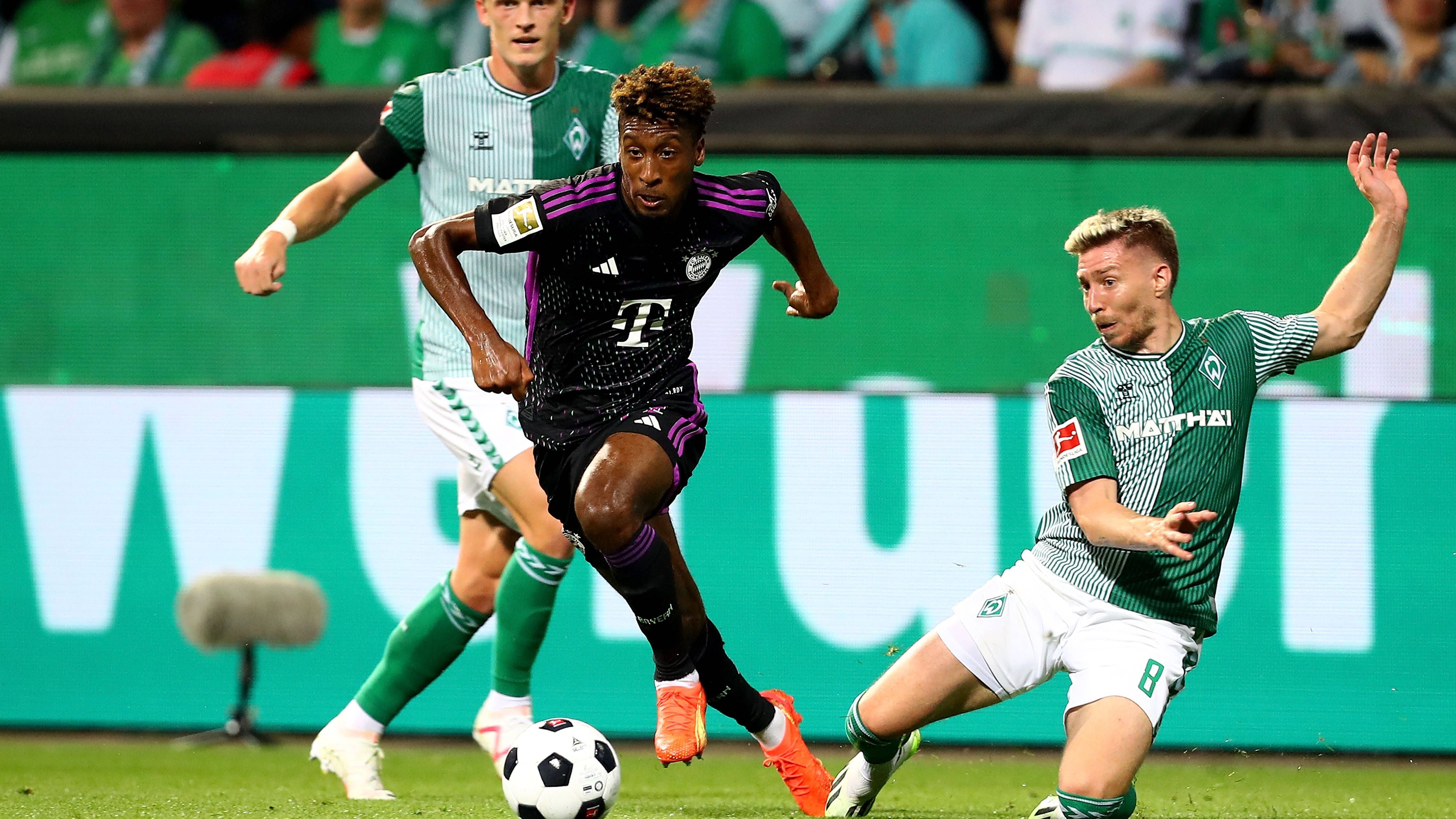 <strong>Kingsley Coman (FC Bayern)</strong><br>Der Franzose kommt fast eine Stunde lang kaum zu nennenswerten Offensivaktionen. Läuft sich in der Werder-Deckung fest oder flankt ins Niemandsland. Nach der Pause stärker, Pech bei seinem Schuss an den Pfosten (58.). Geht nach 84 Minuten ebenfalls runter. <strong>ran-Note: 3</strong>