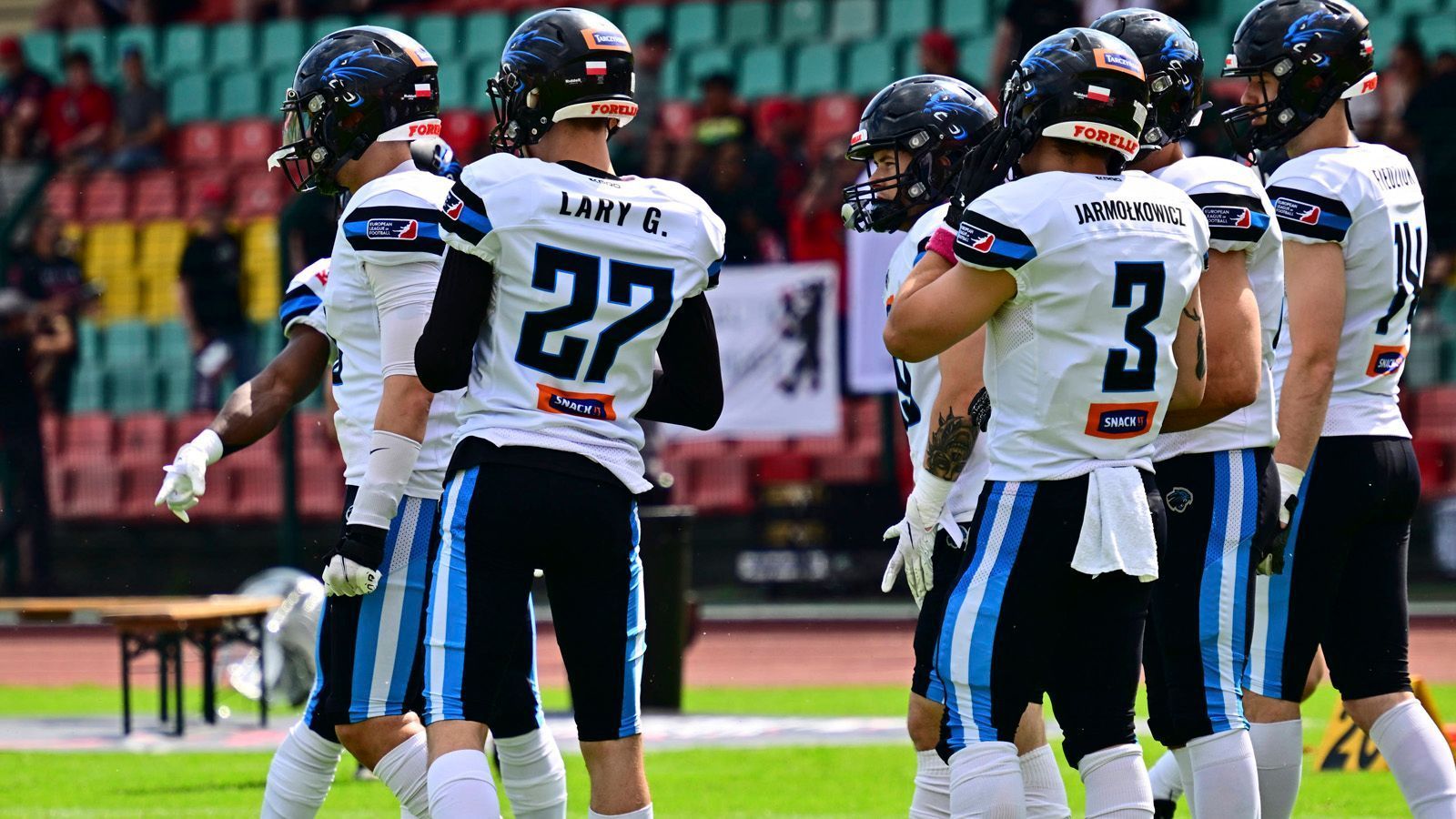 <strong>5. Panthers Wroclaw</strong> (letzte Woche: 6.) Die Panthers haben eine ganz gefährliche Waffe: Das Run Game und Dawid Brzozowski, mit 1.116 Yards in der Regular Season der Rushing Leader der ELF. Das Passspiel war mit US-Receiver Tony Tate aber schon lange eindimensional und ist seit seiner Verletzung völlig eingebrochen. Falls er nicht rechtzeitig zu den Playoffs zurückkommt, müssen sich die Panthers auf ihre Defense verlassen, denn…