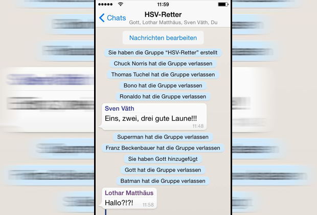 
                <strong>So lacht das Netz über den HSV</strong><br>
                Der norddeutsche Radiosender "NJOY" kann sich einen Seitenhieb gegen den HSV nicht verkneifen. In einer fingierten Whatsapp-Gruppe werden mögliche Retter-Kandidaten zusammengetragen. "Thomas Tuchel hat die Gruppe verlassen" spricht dabei für sich.
              