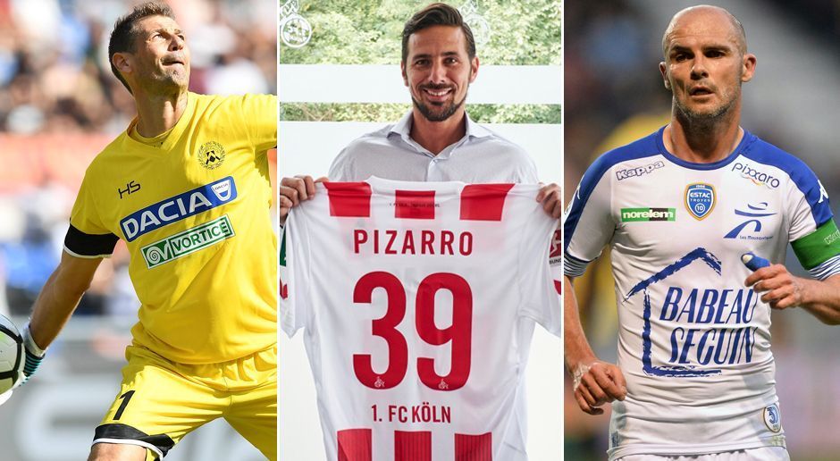 
                <strong>Saison 2017/18: Die ältesten eingesetzten Spieler in Europas Topligen</strong><br>
                Der Neu-Kölner Claudio Pizarro (Mi.) könnte in Kürze zum ältestesten, in der Saison 2017/18, eingesetzten Bundesliga-Spieler werden. ran.de hat sich in Europas Topligen umgesehen und einige Spieler gefunden, die trotz noch höheren Alters als der Peruaner in der laufenden Spielzeit schon ran durften. (Kriterium: Die jeweils zwei ältesten, bislang eingesetzten, Spieler der jeweiligen Topligen werden in dieser Galerie berücksichtigt/Quelle: transfermarkt.de/Stand: 29. September 2017)
              