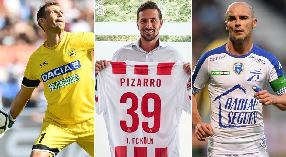 
                <strong>Saison 2017/18: Die ältesten eingesetzten Spieler in Europas Topligen</strong><br>
                Der Neu-Kölner Claudio Pizarro (Mi.) könnte in Kürze zum ältestesten, in der Saison 2017/18, eingesetzten Bundesliga-Spieler werden. ran.de hat sich in Europas Topligen umgesehen und einige Spieler gefunden, die trotz noch höheren Alters als der Peruaner in der laufenden Spielzeit schon ran durften. (Kriterium: Die jeweils zwei ältesten, bislang eingesetzten, Spieler der jeweiligen Topligen werden in dieser Galerie berücksichtigt/Quelle: transfermarkt.de/Stand: 29. September 2017)
              