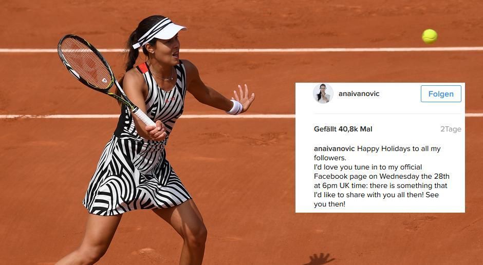 
                <strong>not available</strong><br>
                "Schaut am 28. Dezember um 18 Uhr (19 Uhr MEZ) auf meiner Facebook-Seite vorbei. Es gibt etwas, dass ich euch mitteilen möchte", verkündete Ana Ivanovic auf Instagram. Die Fans sind gespannt. Was wird die Serbin wohl mitteilen? ran.de hat sich vorab ein paar nicht ganz ernstgemeinte Gedanken gemacht und über mögliche Ankündigungen spekuliert.
              