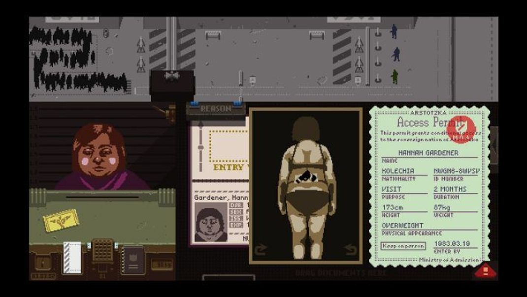 In "Papers, Please" musst du entscheiden, wen du in das fiktive Land Arstotzka einreisen lässt.