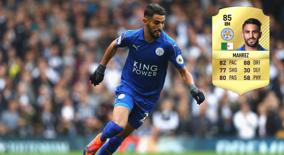 
                <strong>Riyad Mahrez</strong><br>
                Platz 9: Riyad Mahrez (Leicester City) - Rating FIFA 17: 85 / Plus gegenüber dem Vorjahr: 
              