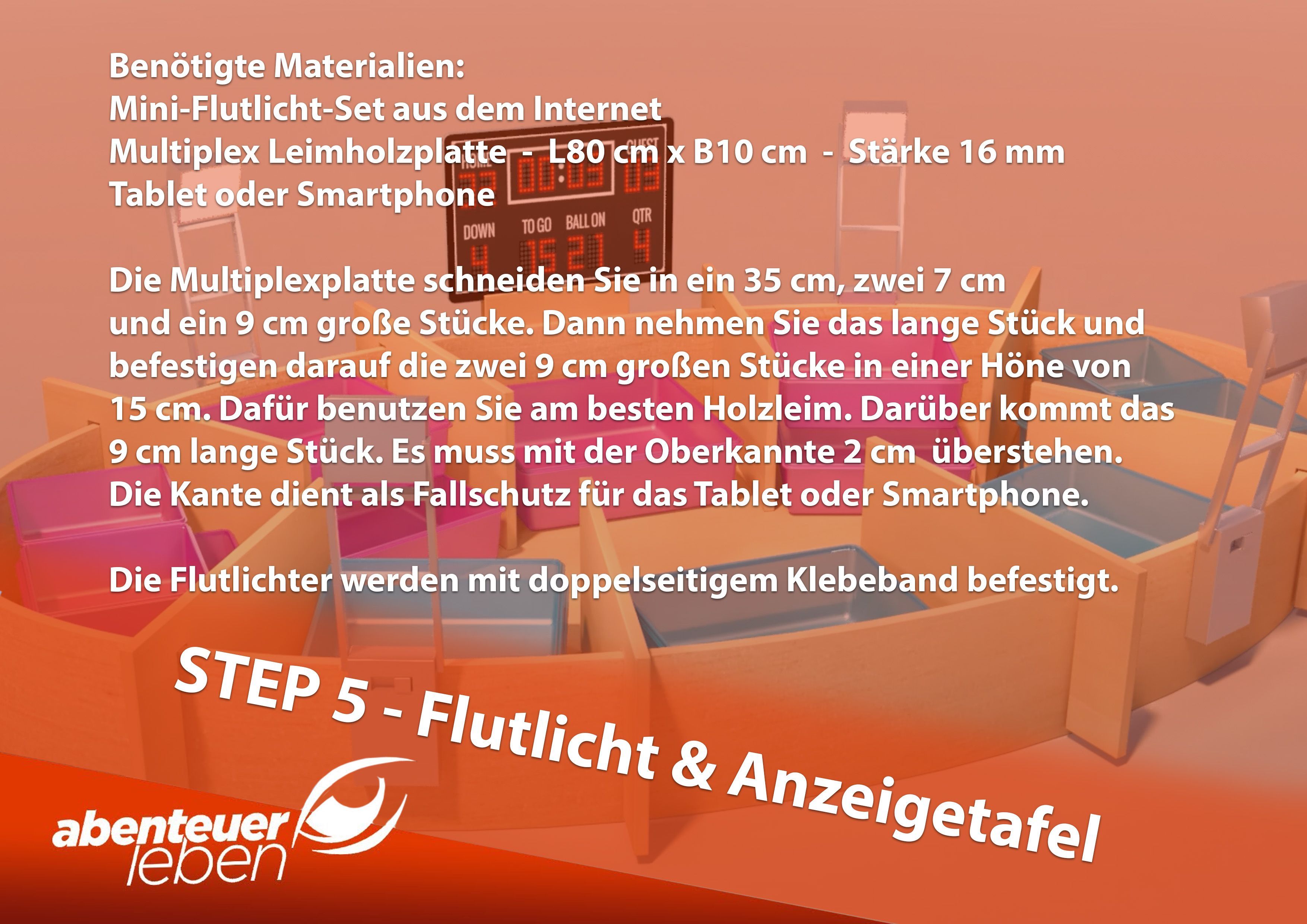 So wird das Stadion komplett: Mini-Flutlichter und eine Mini-Anzeigetafel