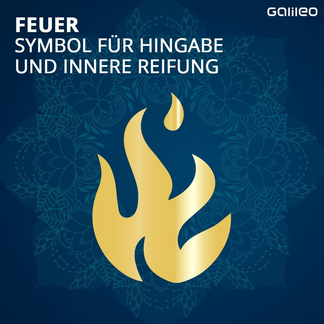 Das Feuer ist ein Symbol für die Hingabe und die innere Reifung. Es steht für die Orientierung nach oben. Die Hindus zelebrieren auch ein Feuergebet zu Ehren ihrer Götter und Göttinnen, Puja genannt.