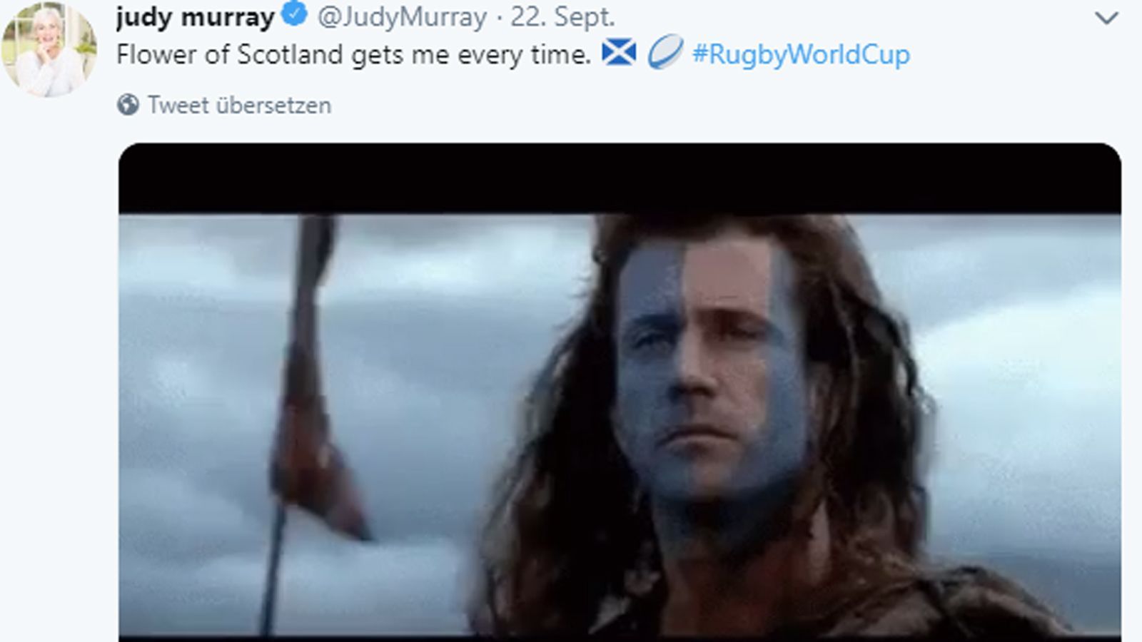 
                <strong>Mutter von Andy Murray</strong><br>
                Die Mutter von Tennis-Ikone Andy Murray drückt nicht nur ihrem Sohn auf dem Tennisplatz die Daumen, sondern auch der schottischen Nationalmannschaft bei der Rugby-WM. 
              