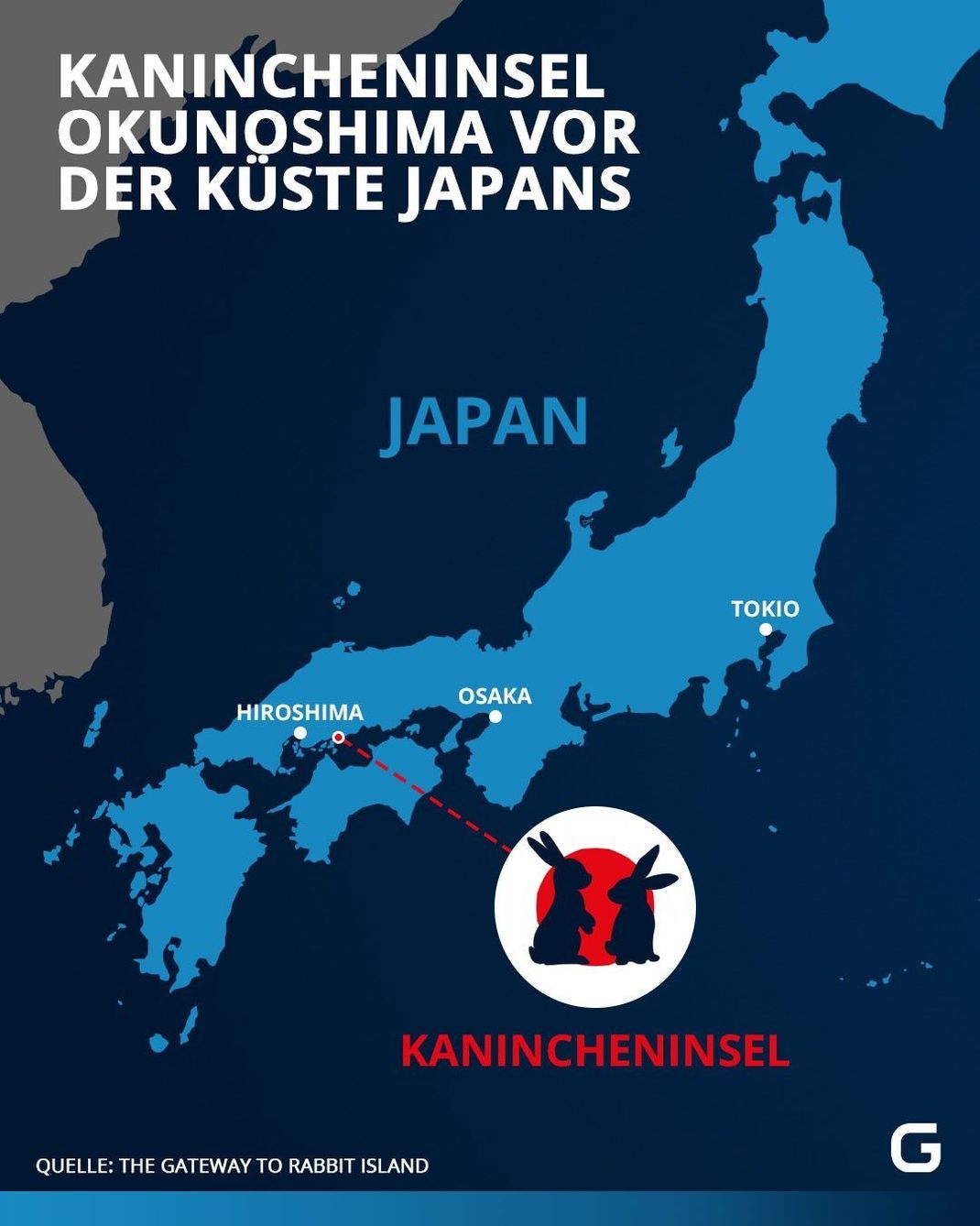 Okunoshima vor der Küste Japans wird auch Kanincheninsel genannt. 