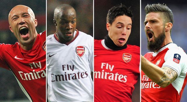 
                <strong>Ersatzbank</strong><br>
                Mikael Silvestre (Abwehr - 2008 bis 2010 - 43 Spiele - 3 Tore)Lassana Diarra (Mittelfeld - 2007 bis 2008 - 12 Spiele - 0 Tore)Samir Nasri (Mittelfeld - 2008 bis 2011 - 126 Spiele - 27 Tore)Olivier Giroud (Angriff - seit 2012 - 227 Spiele - 98 Tore - Stand: 5. Juli 2017)
              