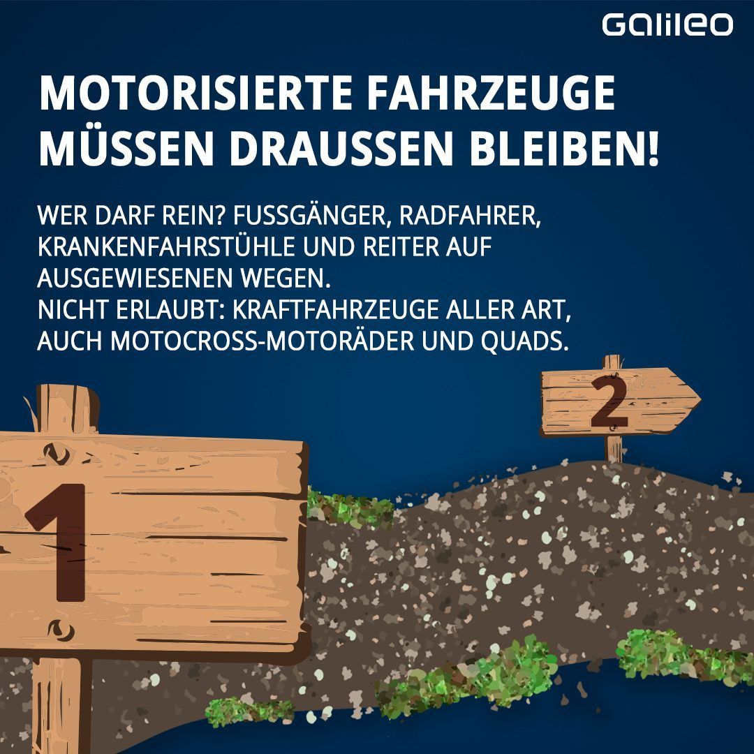 Motorisierte Fahrzeuge müssen komplett draußen bleiben.