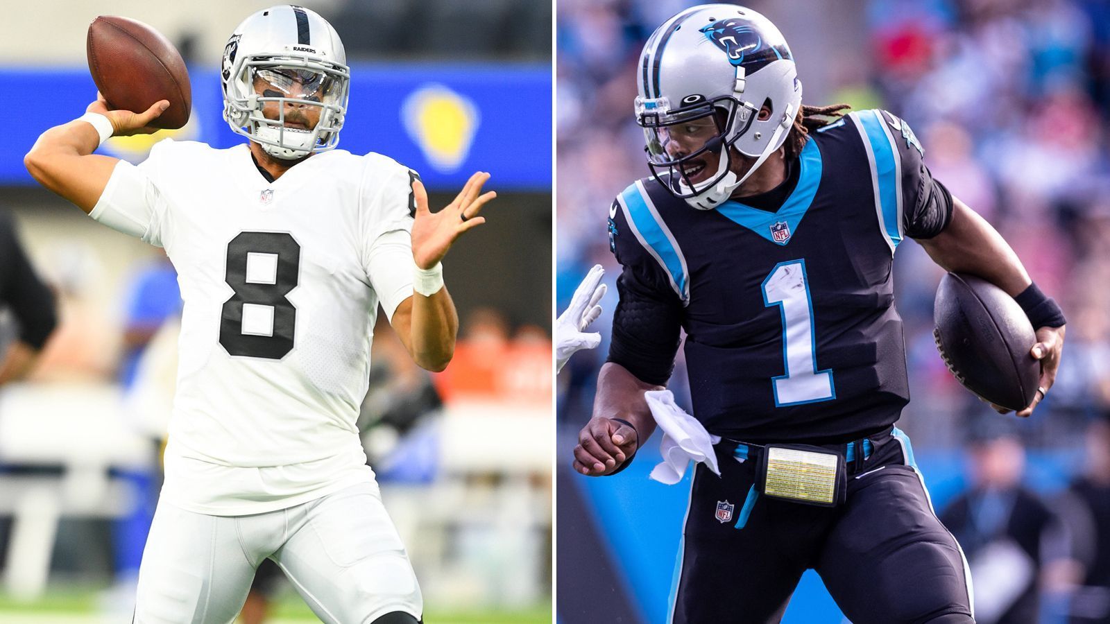 
                <strong>Was gibt der Free-Agent-Markt her?</strong><br>
                Natürlich könnten sich die "Hawks" auch nach einem Free Agent umsehen. Cam Newton (rechts) ist ein Quarterback-Allrounder und hat in der vergangenen Saison bewiesen, dass er sowohl mit seinem Arm als auch mit seinen Beinen noch NFL-tauglich ist. Zudem bringt der 32-Jährige eine gewisse Erfahrung mit und die Seahawks wären für Newton ein passender Landing Spot. Ähnlich viel NFL-Erfahrung würde auch Marcus Mariota (links) mitbringen. Der Nummer zwei overall Pick aus dem Draft 2015 war in der vergangenen Saison ein verlässlicher Backup von Derek Carr bei den Las Vegas Raiders. Im Vergleich zu Wilson wäre Mariota dennoch ein ordentliches Downgrade für Seattle.
              