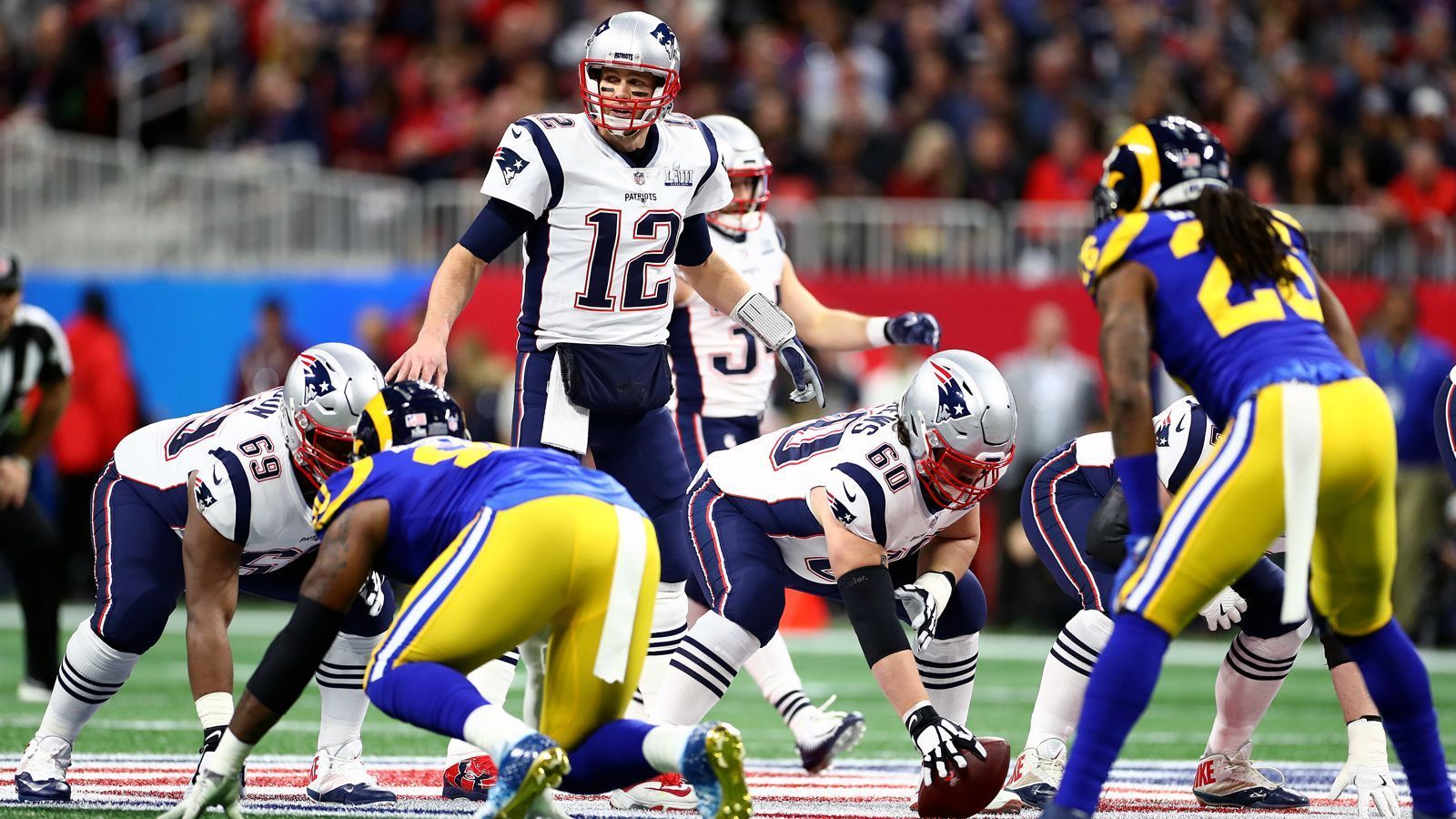 <strong>Super Bowl LIII</strong><br>
                New England Patriots&nbsp;-&nbsp;Los Angeles Rams&nbsp;13:3 (3. Februar 2019)<br>Stadion:&nbsp;Mercedes-Benz Stadium (Atlanta)
