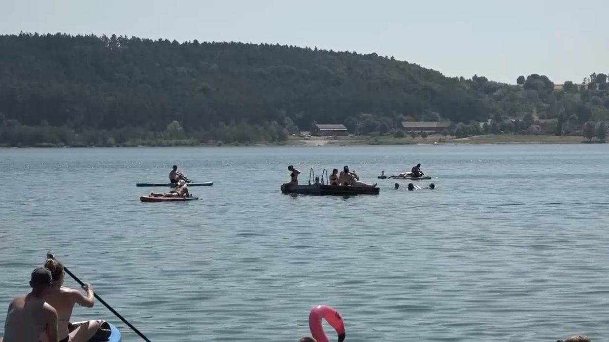 Eine Badeinsel im Brombachsee