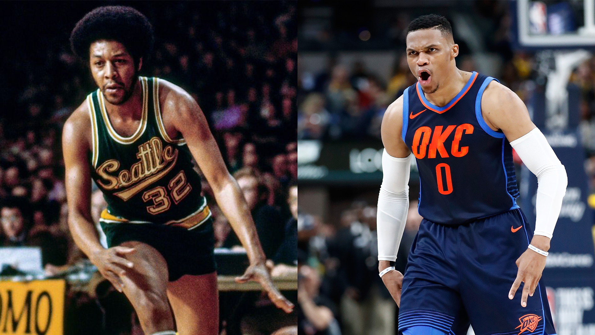 <strong>Oklahoma City Thunder: Fred Brown (l.) &amp; Russell Westbrook</strong><br>Punkte: 58<br>Jahr und Gegner: 1974 vs. Golden State Warriors (Brown), 2017 vs. Portland Trail Blazers (Westbrook)