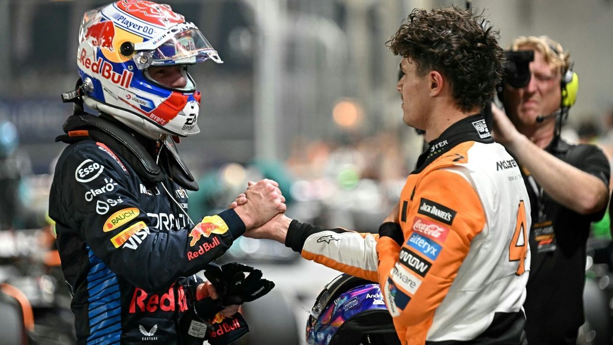 Duell der WM-Kontrahenten: Verstappen (l.) und Norris