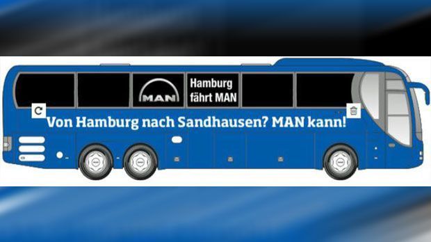 
                <strong>HSV-Mannschaftsbus: Fan-Kreationen</strong><br>
                Der Hamburger SV will zusammen mit Partner MAN mit der Möglichkeit zur Mitgestaltung des neuen Mannschaftsbuses eine Brücke zu den Fans bauen. Neben einigen ernst gemeinten Vorschlägen kamen aber auch viele lustige Kreationen dabei raus. Immer wieder thematisiert wird das Relegationsglück der Hanseaten.
              