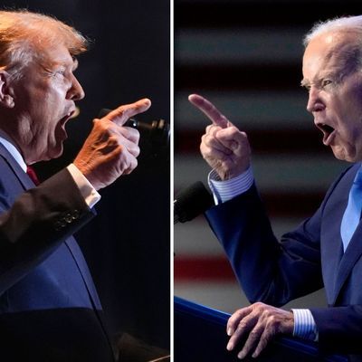 Die Fotomontage zeigt den ehemaligen Präsidenten Donald Trump, links, am 24. Februar 2024 und Präsident Joe Biden am 27. Januar 2024.