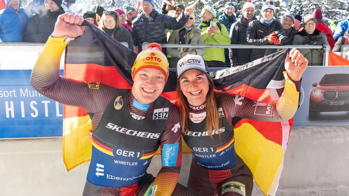 photographer: FIL Michael Kristen 06.02.2025 53. FIL Luge World Championships, Whistler Sliding Centre, Canada (CAN), Mixed Event, Mixed Singles, picture: Max Langenhan (GER), Julia Taubitz (GER) *...