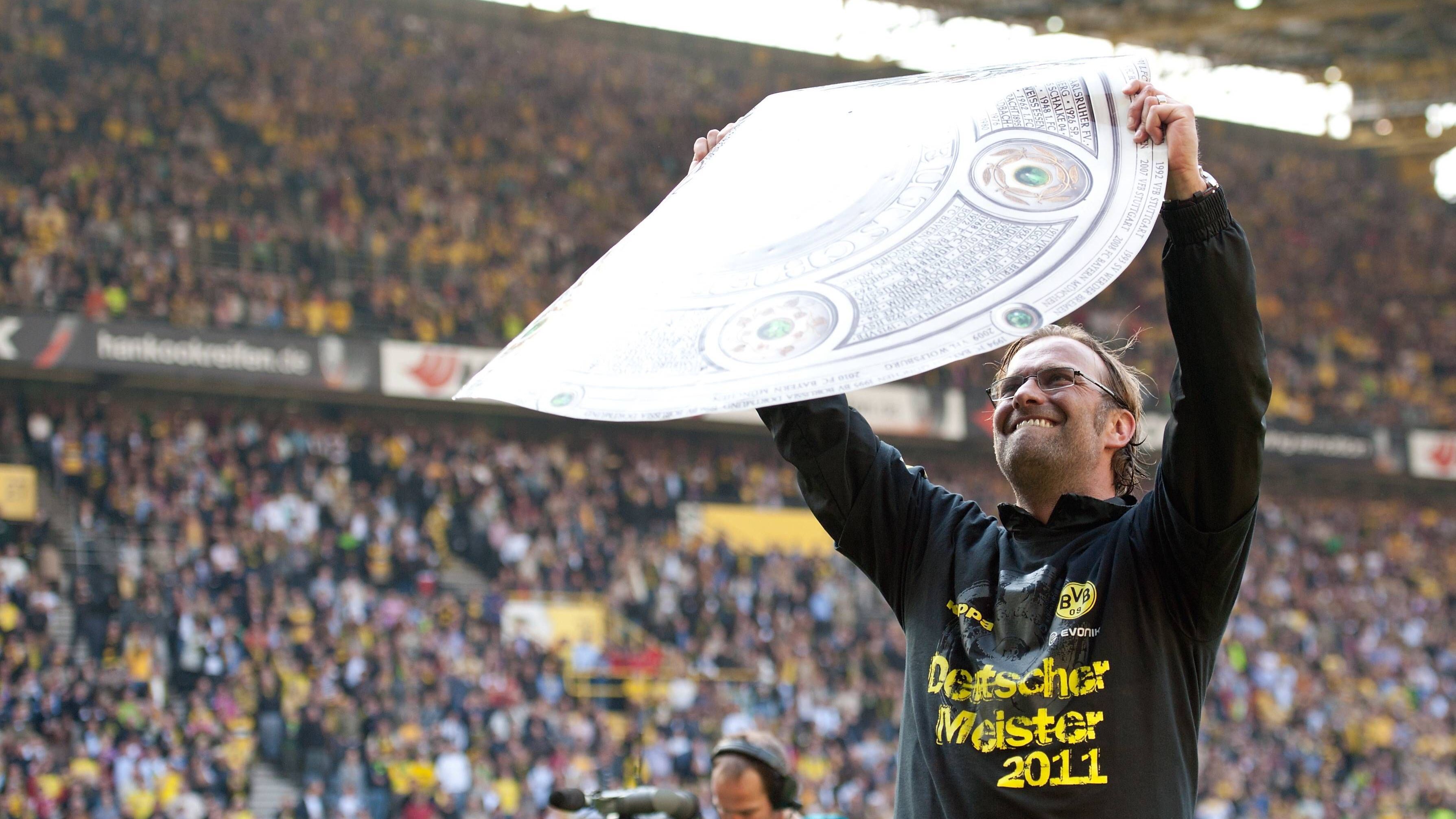 <strong>14. Borussia Dortmund 2010/11 - 32. Spieltag<br></strong>Es ist der erste große Höhepunkt der Ära Jürgen Klopp beim BVB. Durch ein 2:0 gegen den 1. FC Nürnberg ist die Meisterschaft am 32. Spieltag der Saison 2010/11 in trockenen Tüchern.