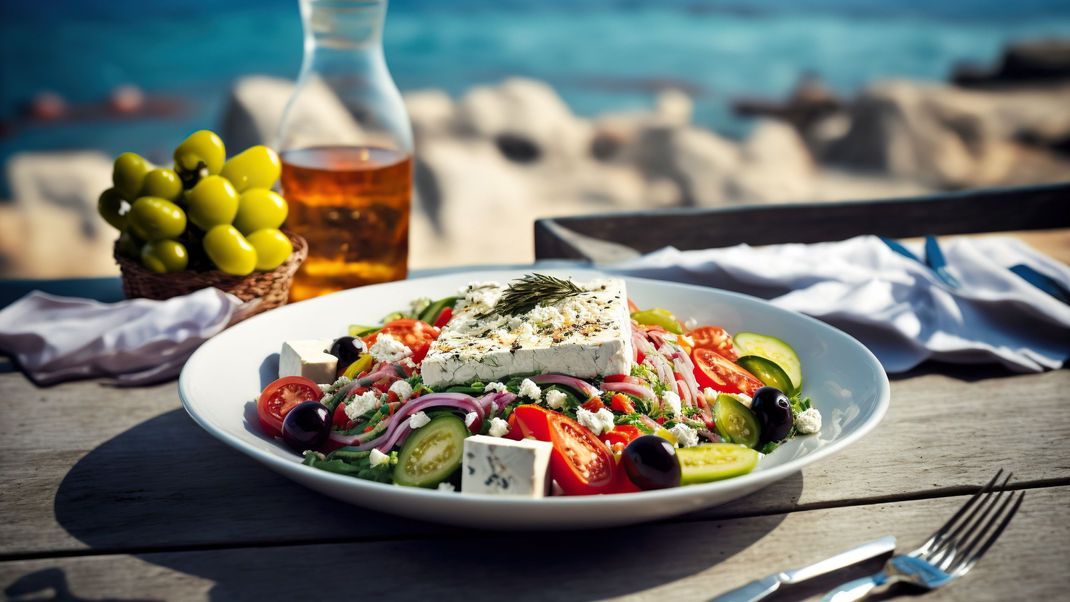 Der klassische griechische Salat passt super zum sommerlichen BBQ oder als leichtes Mittagessen.&nbsp;
