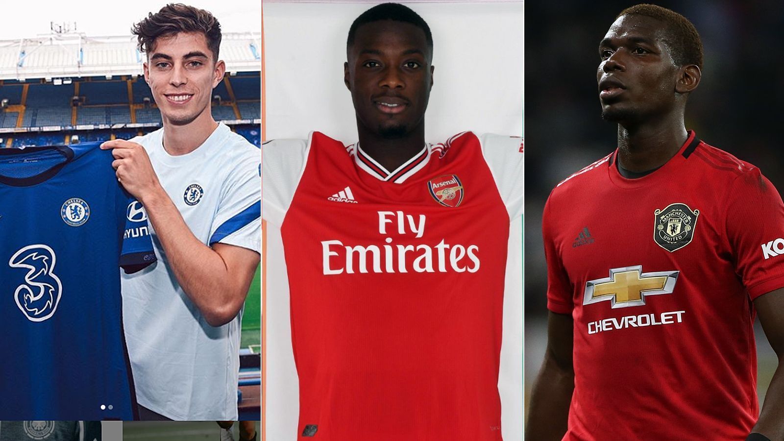 
                <strong>Die Rekord-Transfers der 20 Premier-League-Klubs</strong><br>
                Die Premier-League-Saison 2020/21 beginnt und einige Klubs haben auf dem Transfermarkt schon ordentlich zugeschlagen. So machte der FC Chelsea den deutschen Nationalspieler Kai Havertz (li.) zum (geteilten) Rekordeinkauf. ran.de zeigt die Rekordtransfers der 20 aktuellen Premier-League-Klubs. (Stand: 11. September 2019/Quelle: transfermarkt.de)
              