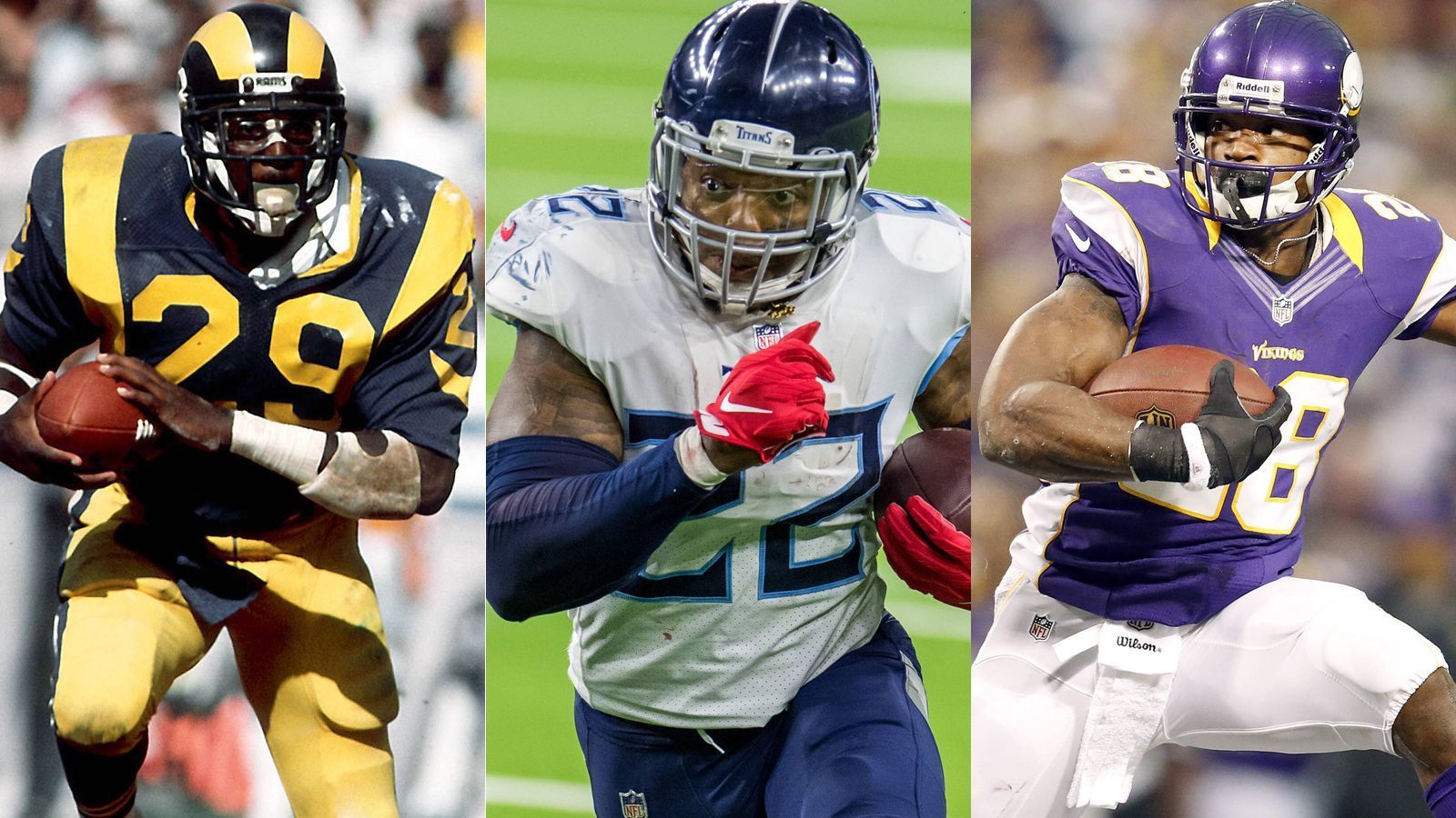 
                <strong>Top 10: Spieler mit den meisten Rushing Yards in einer Saison</strong><br>
                Derrick Henry steht nach sieben Spielen der NFL-Saison 2021 bei 869 Yards. Der Running-Back-Superstar der Tennessee Titans ist auf Kurs, den Rekord für die meisten Rushing Yards in einer Saison zu brechen. ran zeigt die aktuelle Top 10 - Henry ist übrigens schon dabei.
              