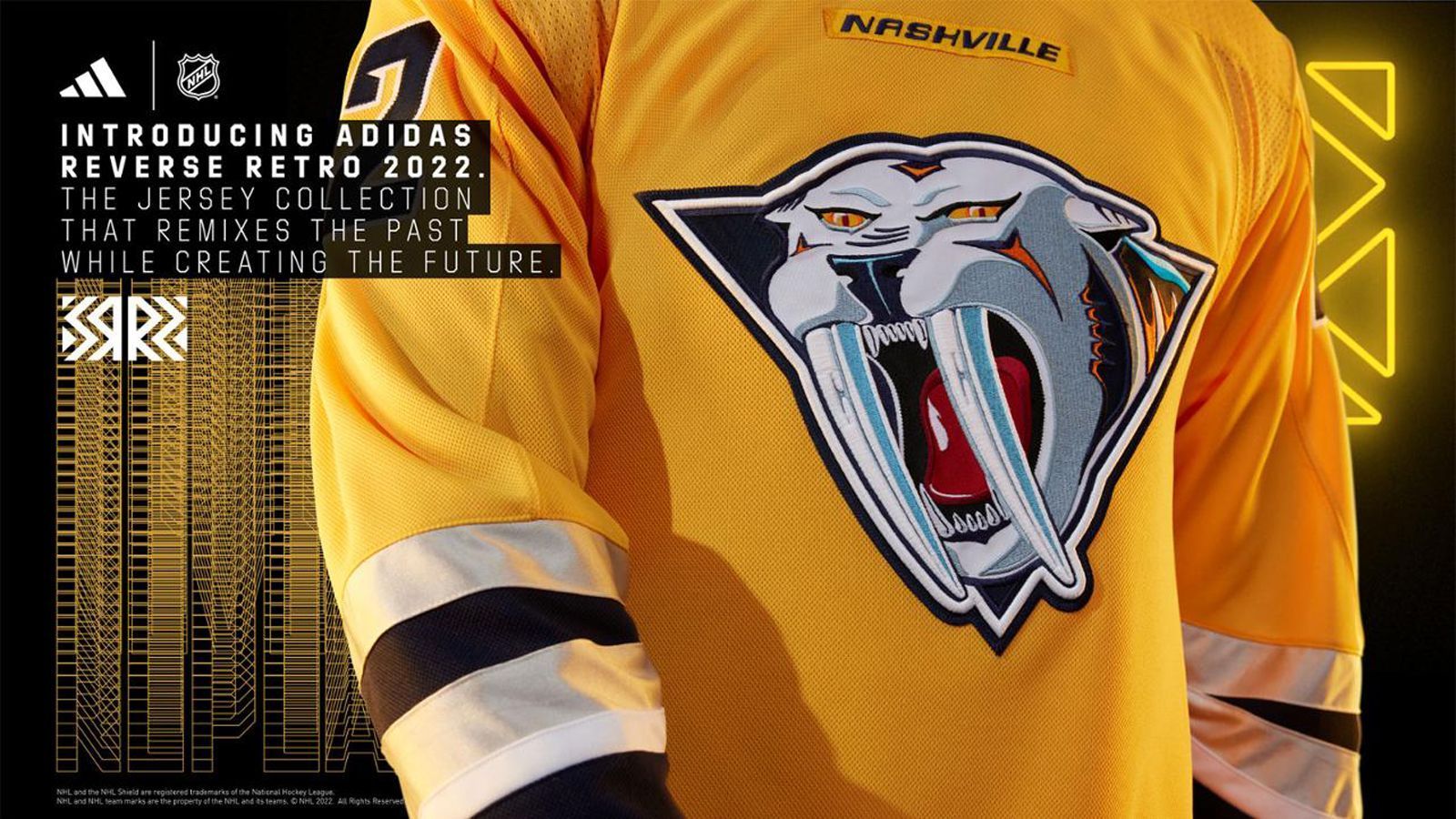 
                <strong>Nashville Predators</strong><br>
                Dieses Trikot trägt das Gold der Predators von Kopf bis Fuß, einschließlich Helm, Hose und Stutzen, ergänzt durch marineblaue und silberne Akzente. Das Trikot bringt das Wappen der Predators mit den Zähnen vom ursprünglichen dritten Trikot des Teams aus dem Jahr 2001 zurück
              