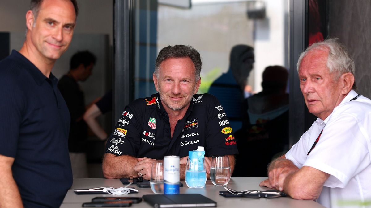 Bild aus vergangenen Tagen: Oliver Mintzlaff, Christian Horner und Helmut Marko