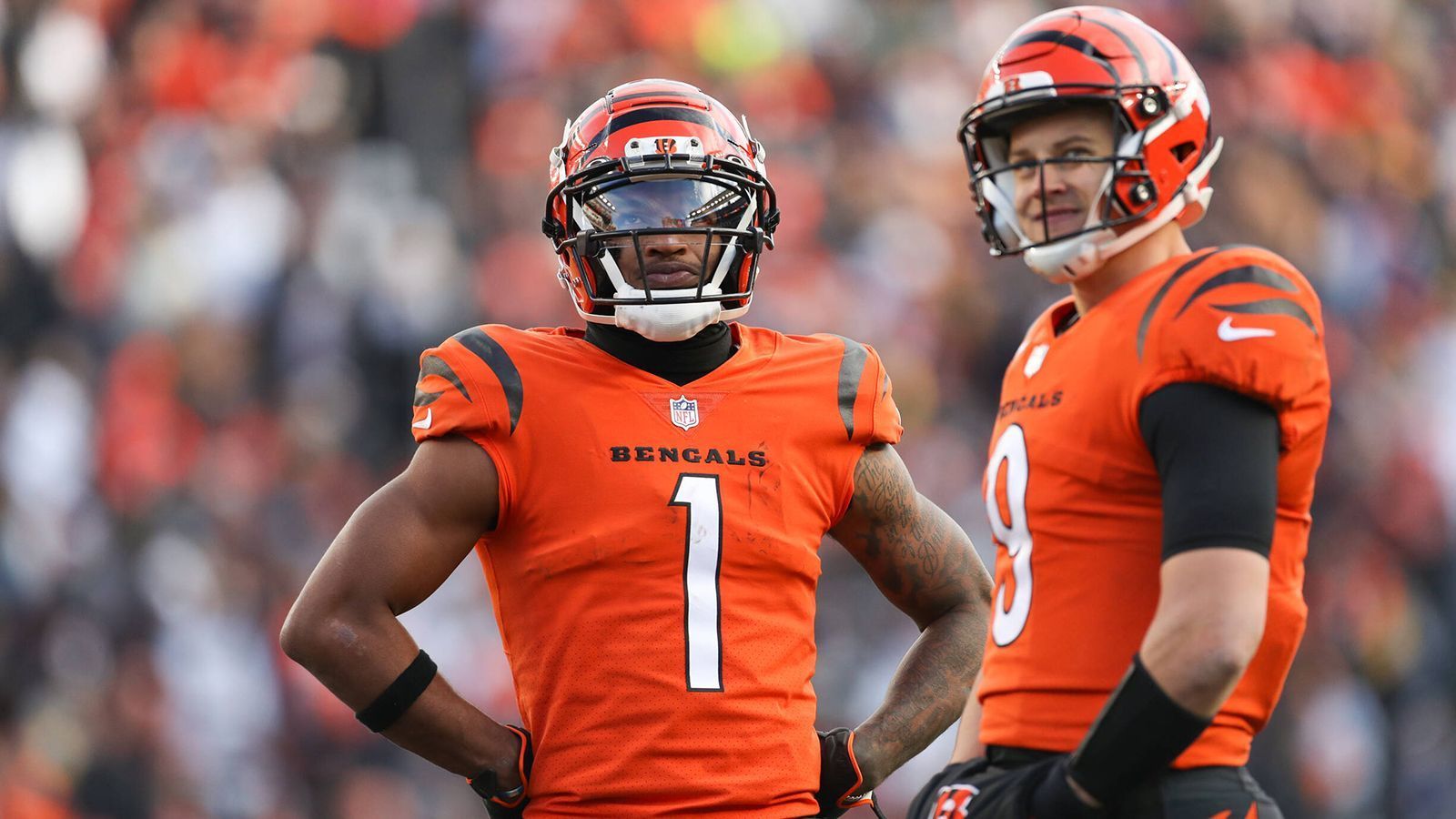 
                <strong>Cincinnati Bengals </strong><br>
                Joe Burrow und Ja'Marr Chase gehören zu den besten Spielern auf ihrer jeweiligen Position. Chase erzielte in 28 Spielen mit Joe Burrow unglaubliche 22 Touchdowns und sammelte 2.475 Receiving Yards. Werte, die auch aus einem Videospiel stammen könnten. Bleiben beide verletzungsfrei, dürfen sich nicht nur die Fans der Bengals auf spektakuläre Plays freuen.
              