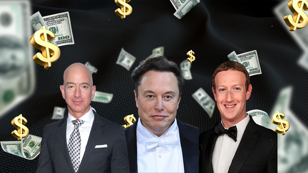 Jeff Bezos, Elon Musk und Mark Zuckerberg zählen zu den reichsten Menschen der Welt.