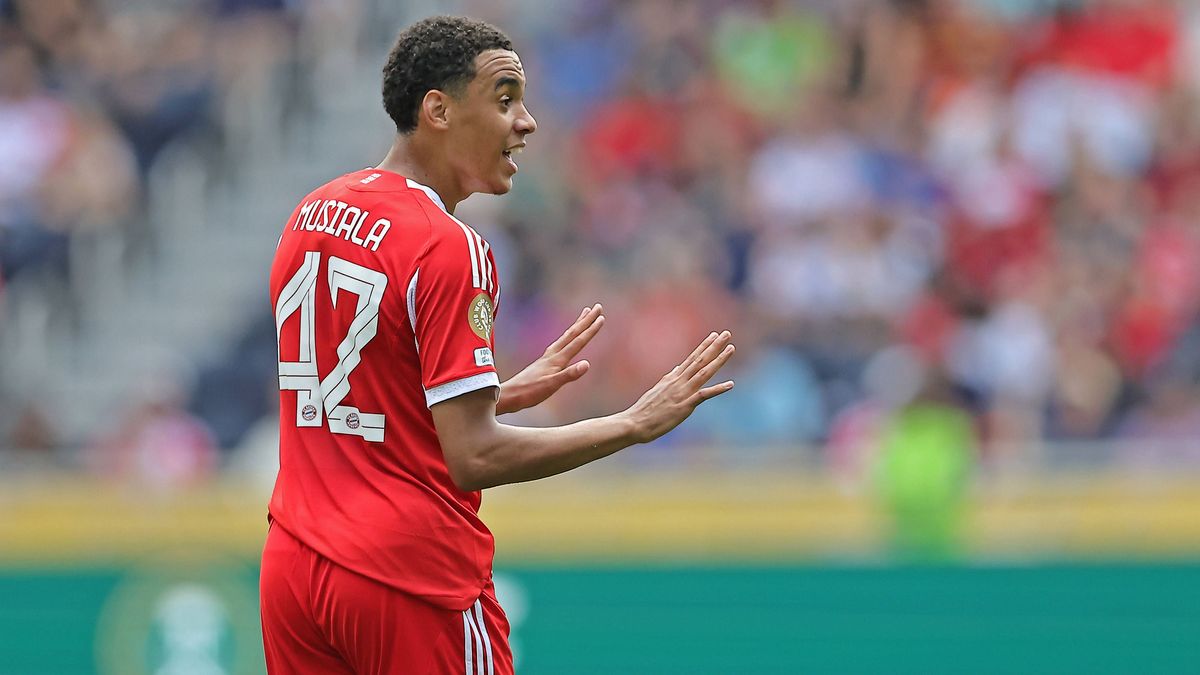 15th June 2025: TQL Stadium, Cincinnati, Ohio, United States. Jamal Musiala of FC Bayern Munich celebrates after scoring the eighth goal for his team during the match between FC Bayern Munich and A...