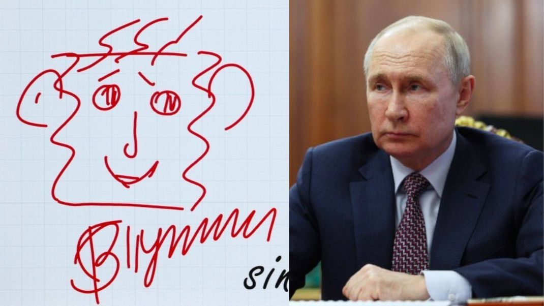 Skizze von Wladimir Putin.