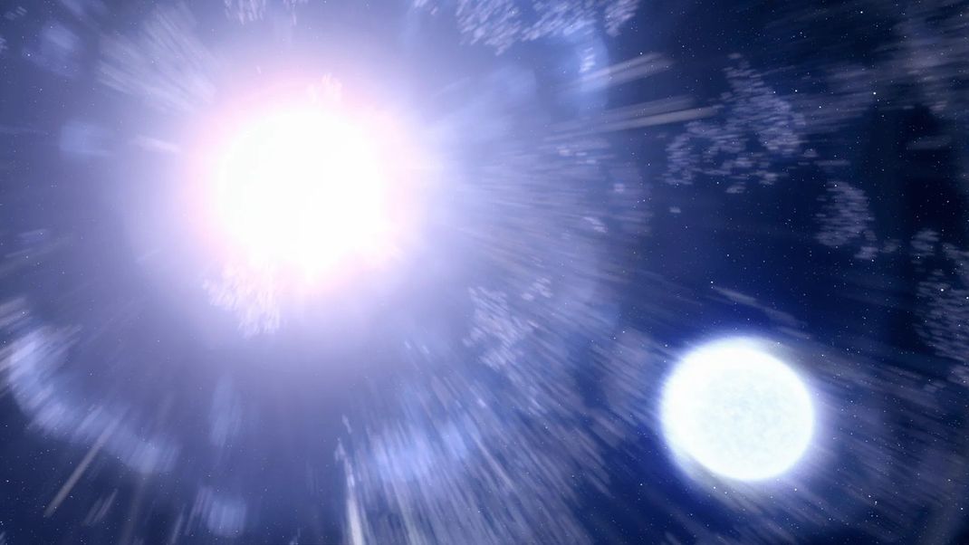 Am Ende ihres Lebends explodieren viele Sterne mit dem Milliardenfachen der Sonnenleuchtkraft in einer Hypernova.