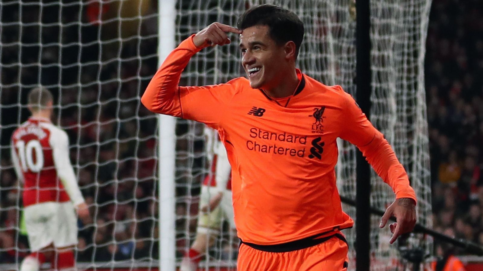 
                <strong>Platz 2 - Philippe Coutinho</strong><br>
                Premier-League-Tore: 41Premier-League-Einsätze: 152Verein: FC Liverpool
              