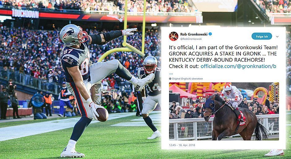 
                <strong>Rob Gronkowski kauft Gronk</strong><br>
                Gestatten, "Gronk" - das Pferd. Ein solcher Name eines Vierbeiners war für Rob Gronkowski einfach zu verlockend, um sich den Kauf von Anteilen am Tier entgehen zu lassen. Jetzt gehört "Gronk" also "Gronk" und darf diesen beim Kentucky Derby anfeuern. "Ich hatte nie etwas mit Pferden zu tun, hoffentlich kann ich mal auf ihm reiten", äußerte sich der Tight End der Pats zu seinem neuen Hobby. Dabei sollte er besser vorsichtig sein, denn sein vierbeiniger Namensvetter kostete seine Patriots-verrückten Besitzer schlanke 400.000 Dollar.
              