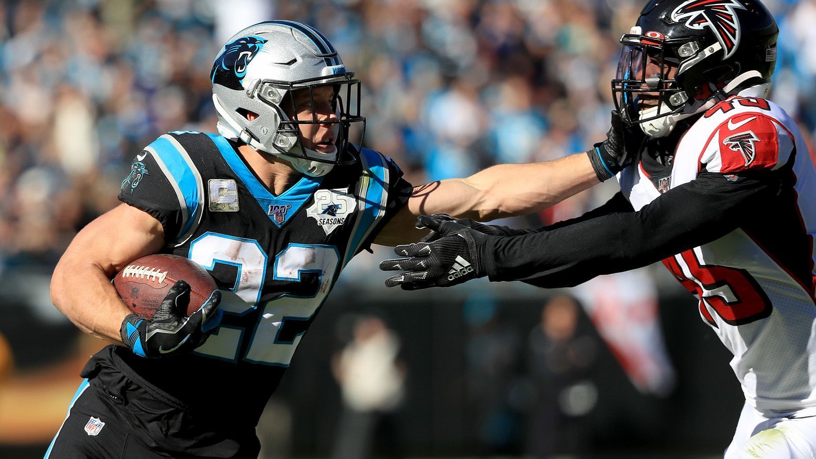 
                <strong>Running Back: Christian McCaffrey</strong><br>
                Das Bild der vergangenen Wochen bleibt dasselbe: Christian McCaffrey ist weiterhin der einzige Spieler, der aus der Offensive der Carolina Panthers heraussticht. Der 23-jährige Running Back erlief 70 Yards bei der 3:29-Niederlage gegen die Atlanta Falcons und war einer der wenigen Lichtblicke im Offense-Spiel der Panthers.Gesamtpunktzahl: 19
              