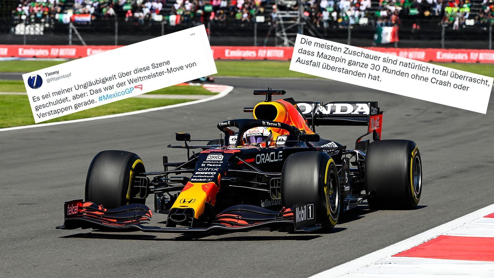 
                <strong>"Weltmeister-Move": Netzreaktionen zum Mexiko-GP</strong><br>
                Max Verstappen gewinnt in souveräner Manier den Mexiko-GP - auch wegen seines brutalen Manövers nach dem Start. ran hat die Netzreaktionen zum Mexiko-Rennen. 
              