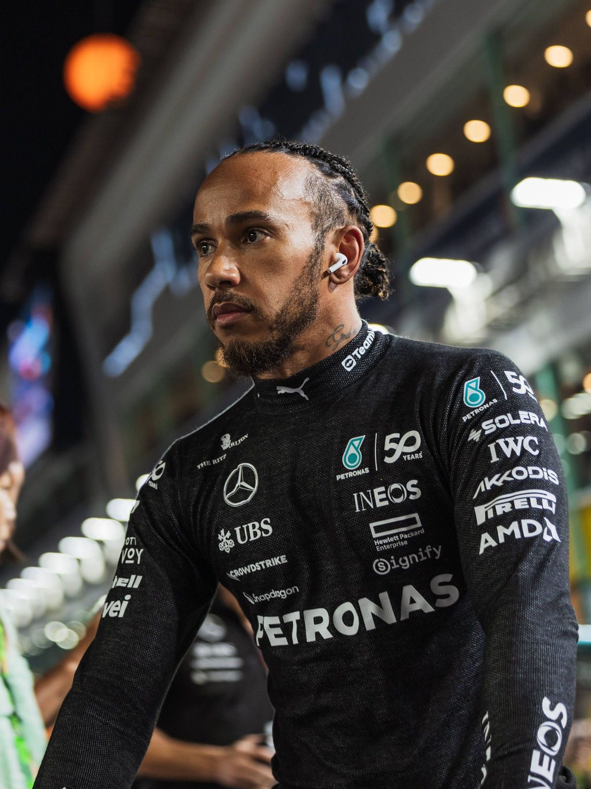 Marina Bay Street Circuit, Singapore, Singapore. 22.September.2024; Lewis Hamilton of Great Britain and Mercedes-AMG PETRONAS F1 Team during Formula One Singapore Grand Prix PUBLICATIONxNOTxINxJPN ...