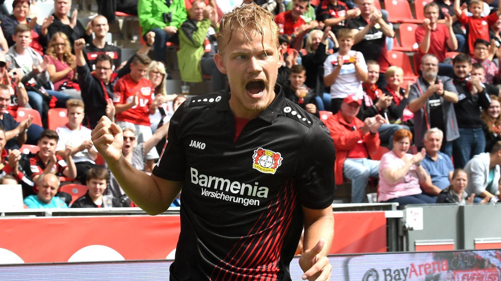 
                <strong>Platz 1 - Joel Pohjanpalo</strong><br>
                Durchschnittliche Zeit pro Bundesliga-Tor: 42 MinutenVerein: Bayer LeverkusenBundesliga-Spiele/Bundesliga-Tore: 18/7
              