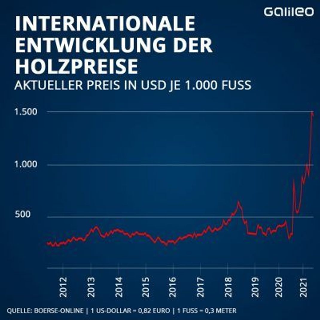 Nicht nur in Deutschland wird das Holz knapp - aufgrund der Handelsbeziehungen (zum Beispiel mit den USA) steigen die Holz-Preise auch in anderen Ländern.