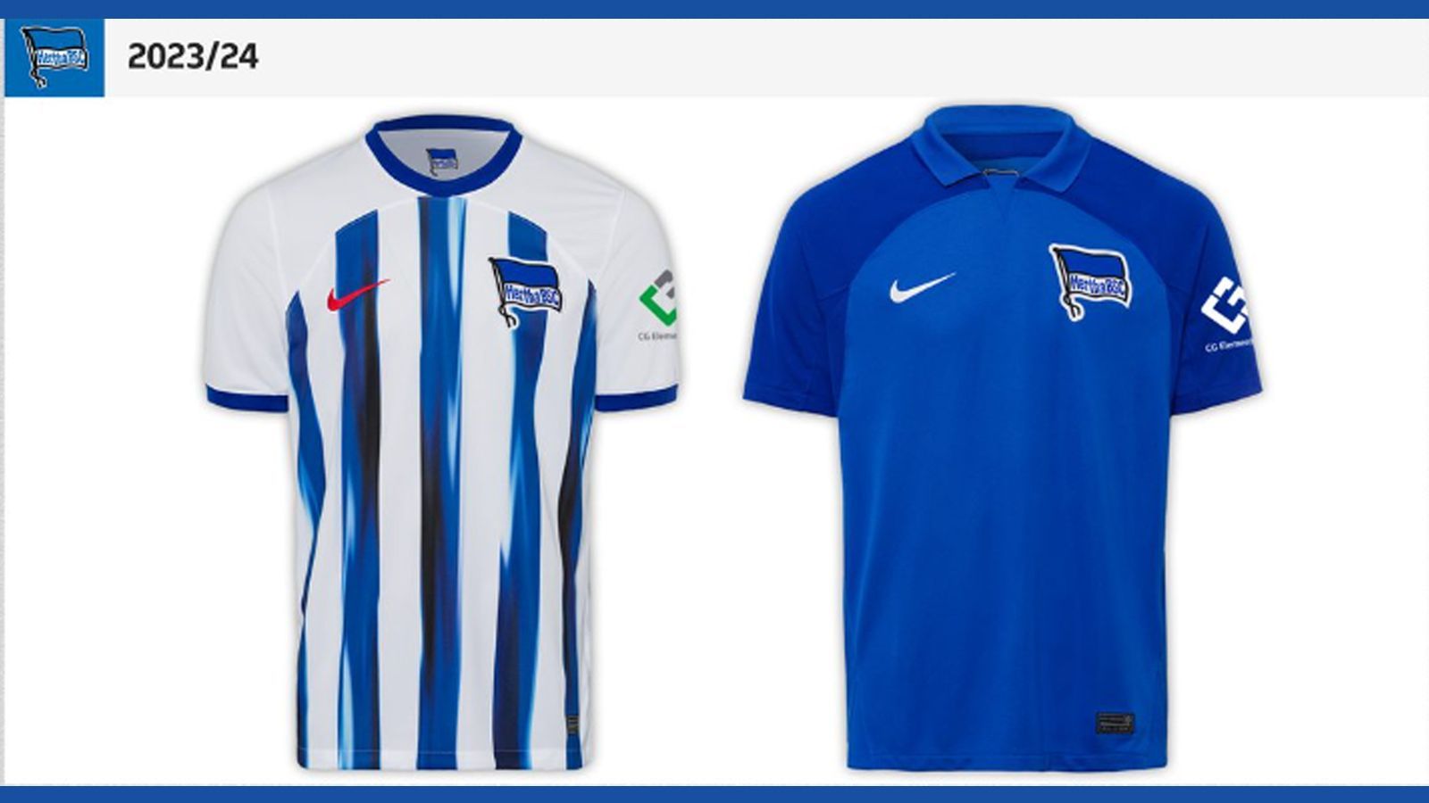 <strong>Platz 6 - Hertha BSC</strong><br>Wir mögen es. Hertha BSC spielt in einem klaren Design, hoffentlich wird deren Fußballidee genauso klar. Freie Schultern, blauer Kragen, klare, dicke Längsstreifen mit verschiedenen Blautönen. Der Hauptstadtklub traut sich was und trifft damit unseren Geschmack.
