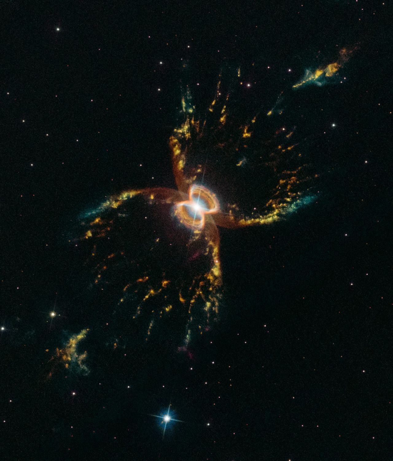 Dieses spacige Bild entstand anlässlich des 29. Jahrestages des Hubbel-Weltraumteleskops. Es zeigt den ”Südlichen Krebsnebel”. 
