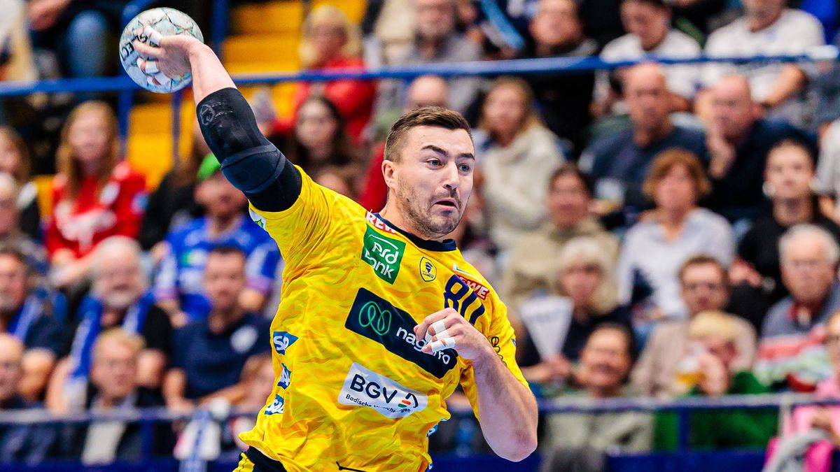 Jannik Kohlbacher (Rhein-Neckar Loewen, 80) im Torwurf GER, TBV Lemgo Lippe vs. Rhein-Neckar Loewen, Handball, 1. Bundesliga, 9. Spieltag, Spielzeit 2025 2026, 16.10.2025 GER, TBV Lemgo Lippe vs. R...