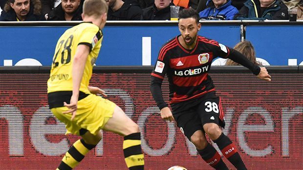 
                <strong>Karim Bellarabi (Bayer 04 Leverkusen)</strong><br>
                Karim Bellarabi (Bayer 04 Leverkusen): Der Nationalspieler war sowohl mit als auch gegen den Ball stet mit hohem Tempo unterwegs. Suchte direkte Duelle und den Abschluss. Ist aber weit von der Gala-Form des Vorjahres entfernt. ran-Note: 3-.
              