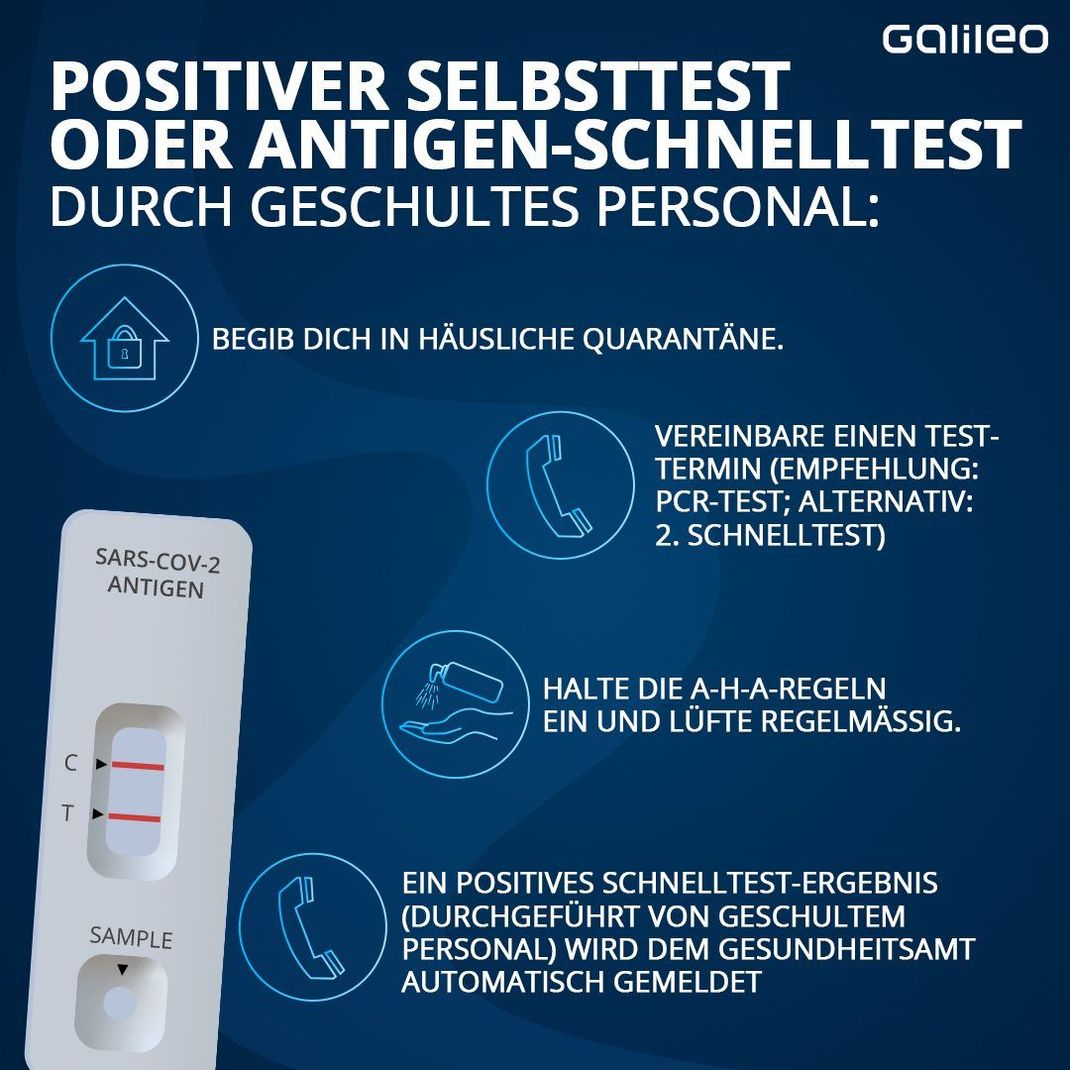 Was ist bei einem positiven Selbsttest- oder Schnelltest-Ergebnis zu tun?