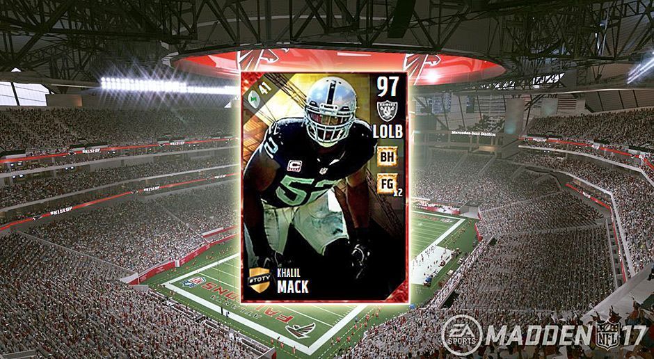 
                <strong>Left Outside Linebacker: Khalil Mack</strong><br>
                Left Outside Linebacker: Khalil MackTeam: Oakland RaidersGesamt-Stärke: 97
              
