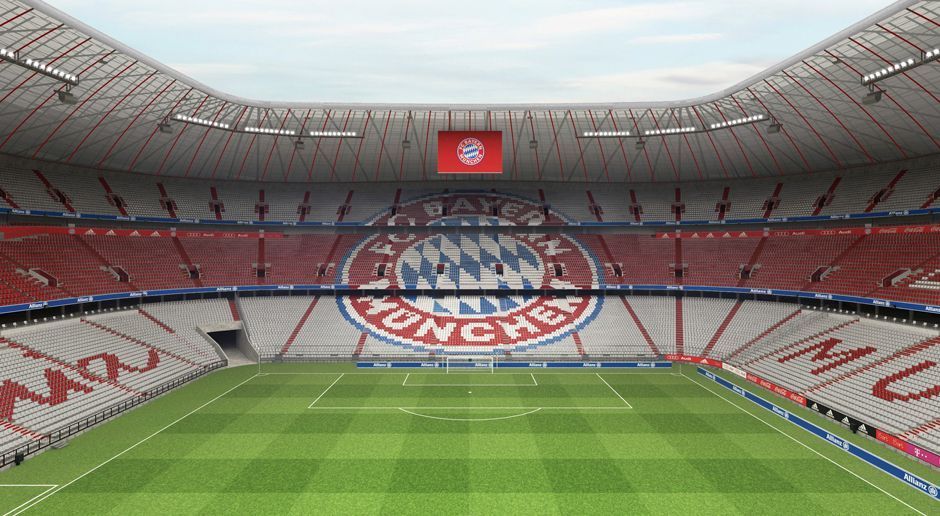 
                <strong>Rot und weiß! Das neue Bayern Stadion</strong><br>
                Bei leerem Stadion wird durch den Austausch der einheitlich grauen Sitze künftig in der Nordkurve das Emblem des FC Bayern zu sehen sein. Im Unterrang der Haupttribüne wird der Schriftzug "Mia san mia" eingebaut, auf der Gegengerade der Vereinsname "FC Bayern München".
              