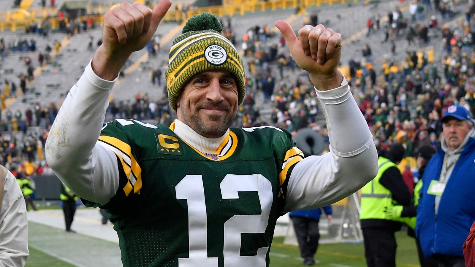 <strong>Platz 13: Aaron Rodgers - 40,8 Millionen</strong><br>Vertragsvolumen: 150,8 Millionen<br>Vertragslaufzeit: 3 Jahre<br>Jahr der Unterschrift: 2022<br>Position: Quarterback<br>Team: Green Bay Packers